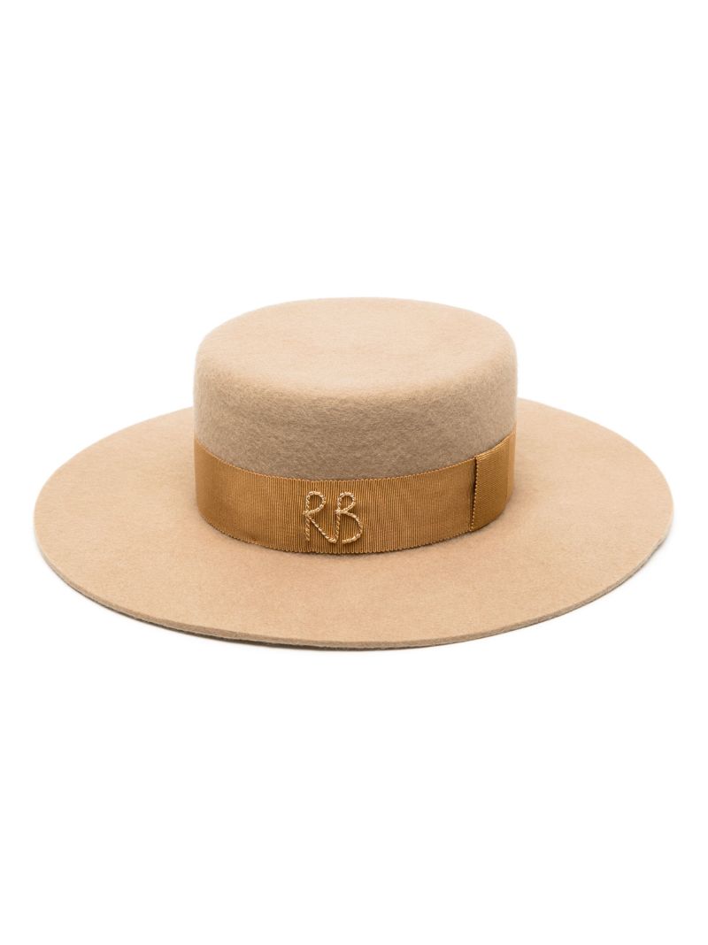 Neutral Logo-appliquÃ_x0083_Â© Wool Canotier Hat
