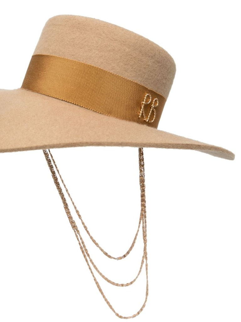 Neutral Logo-appliquÃ_x0083_Â© Wool Canotier Hat