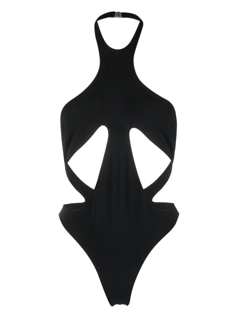 Black Cut-out Halterneck Swimsuit
