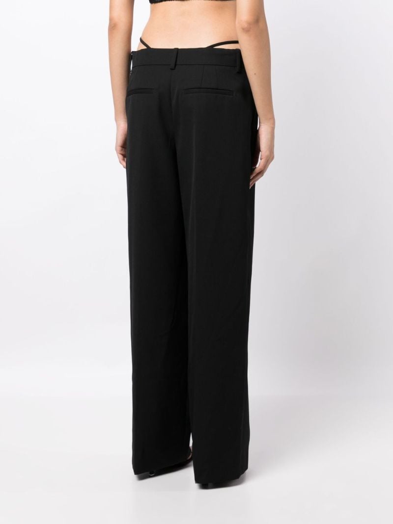Black Cut-out Waist Wool Trousers