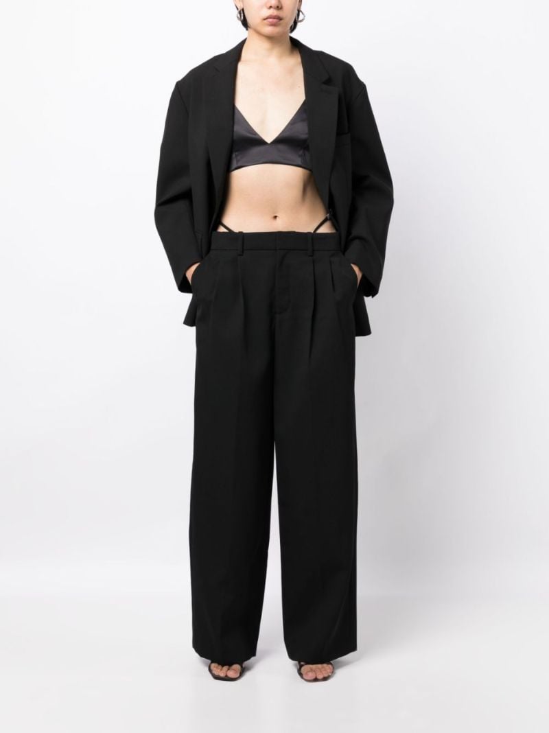 Black Cut-out Waist Wool Trousers