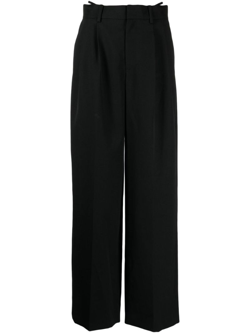 Black Cut-out Waist Wool Trousers