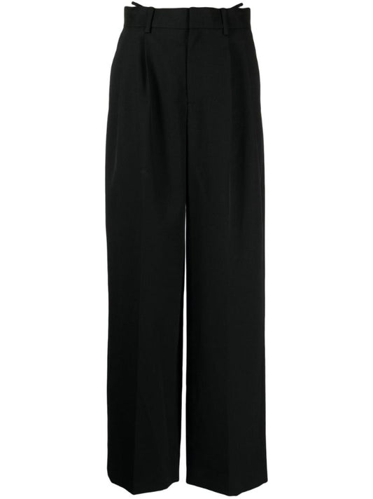 Black Cut-out Waist Wool Trousers