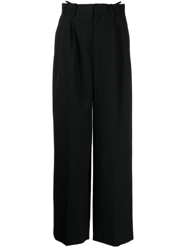 Black Cut-out Waist Wool Trousers