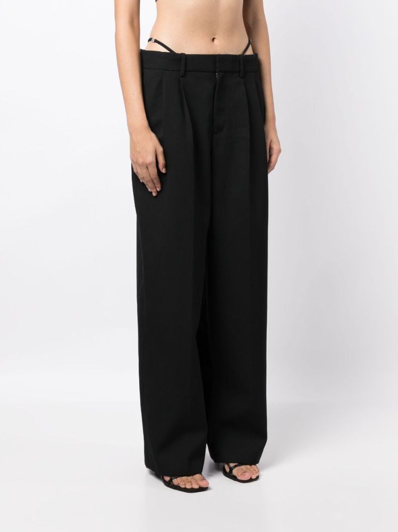 Black Cut-out Waist Wool Trousers