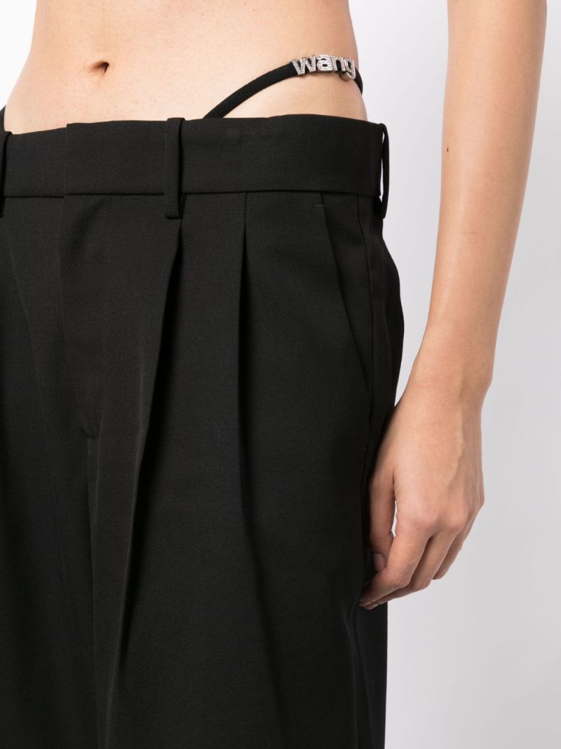 Black Cut-out Waist Wool Trousers