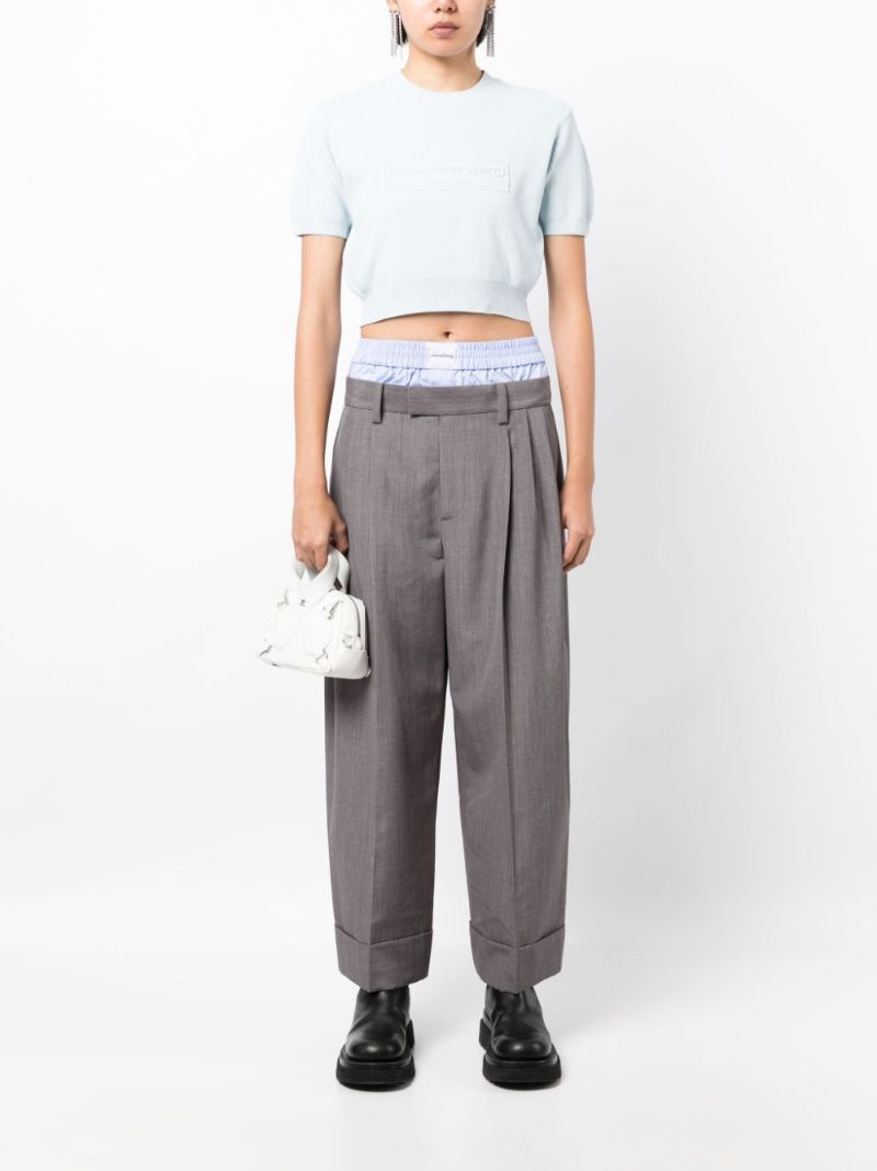 Grey Layered-waist Trousers