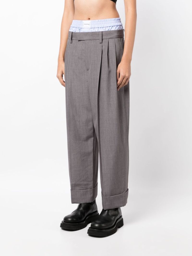 Grey Layered-waist Trousers