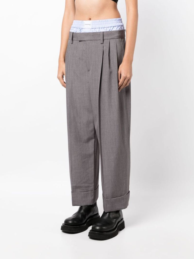Grey Layered-waist Trousers