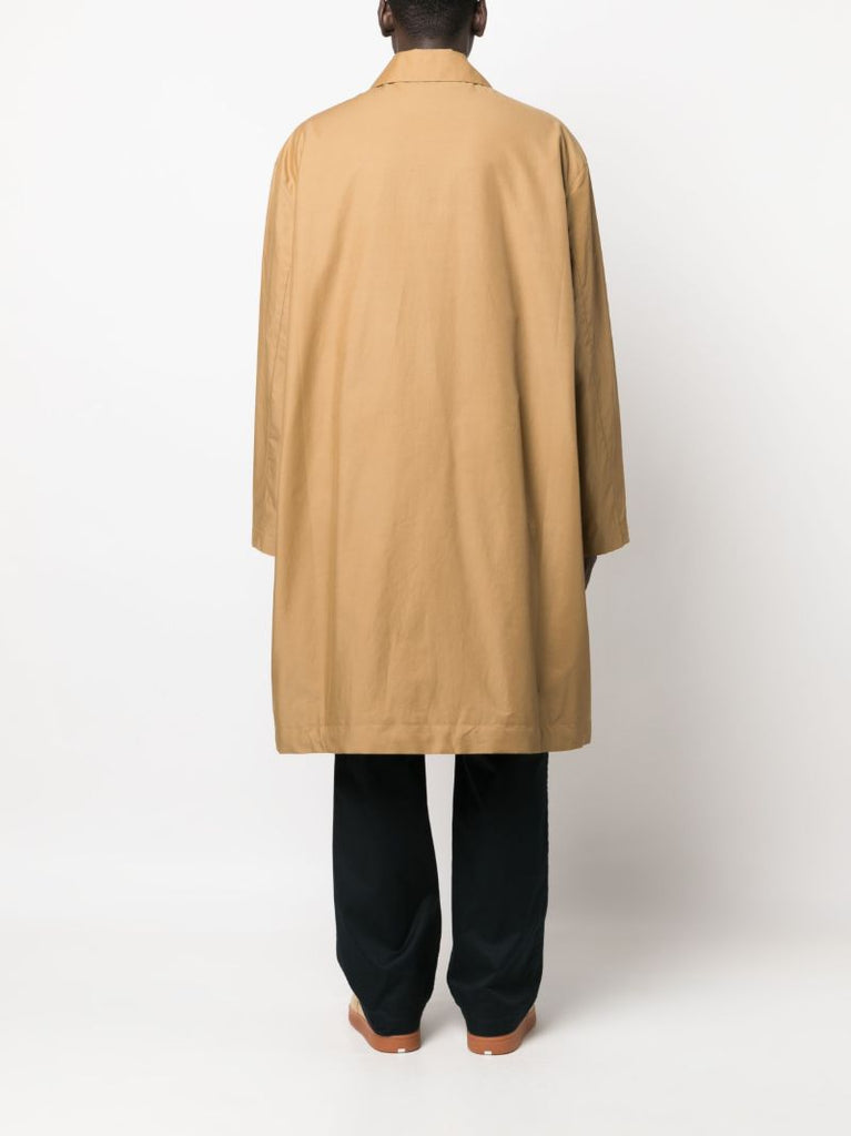 Brown Drive Cotton Midi Single Breasted Coat