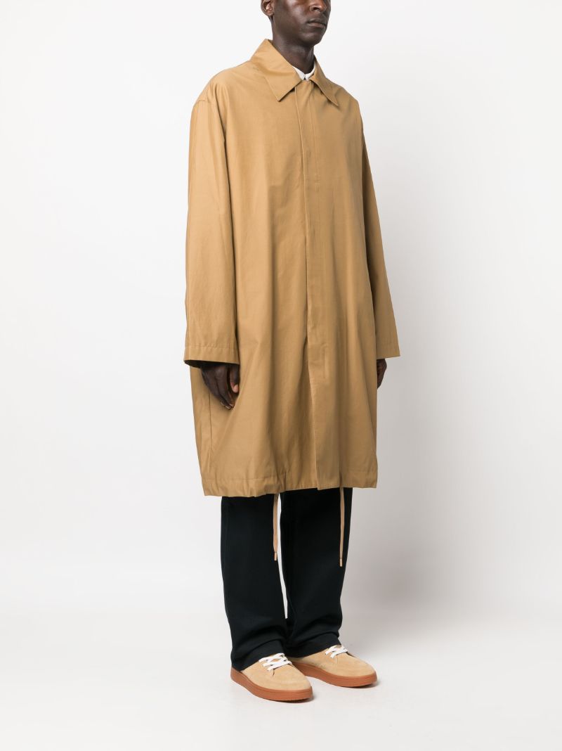 Brown Drive Cotton Midi Single Breasted Coat