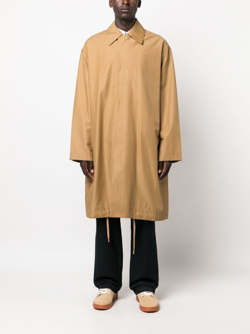Brown Drive Cotton Midi Single Breasted Coat