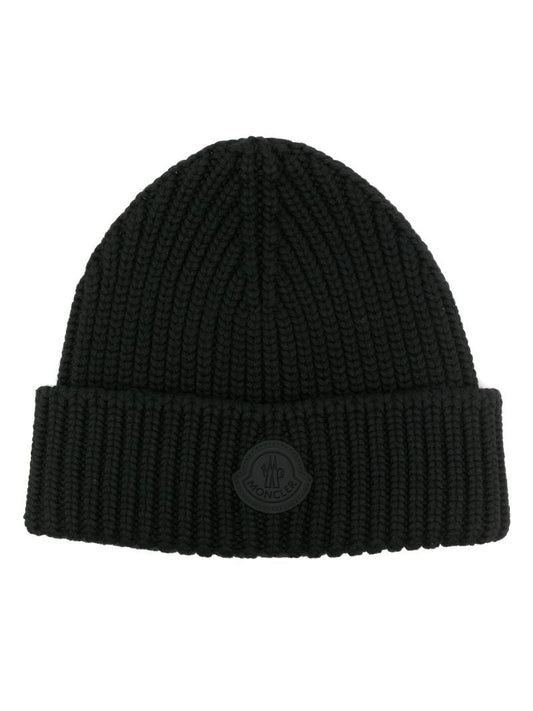 Black Logo-patch Wool Beanie