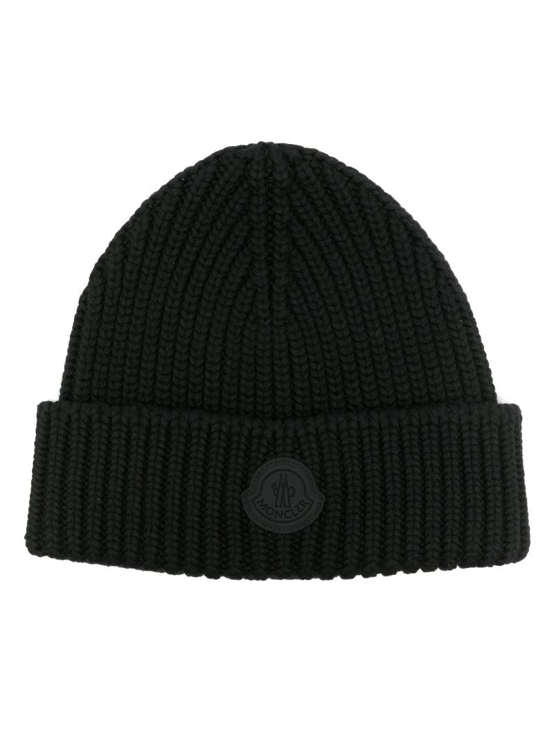 Black Logo-patch Wool Beanie