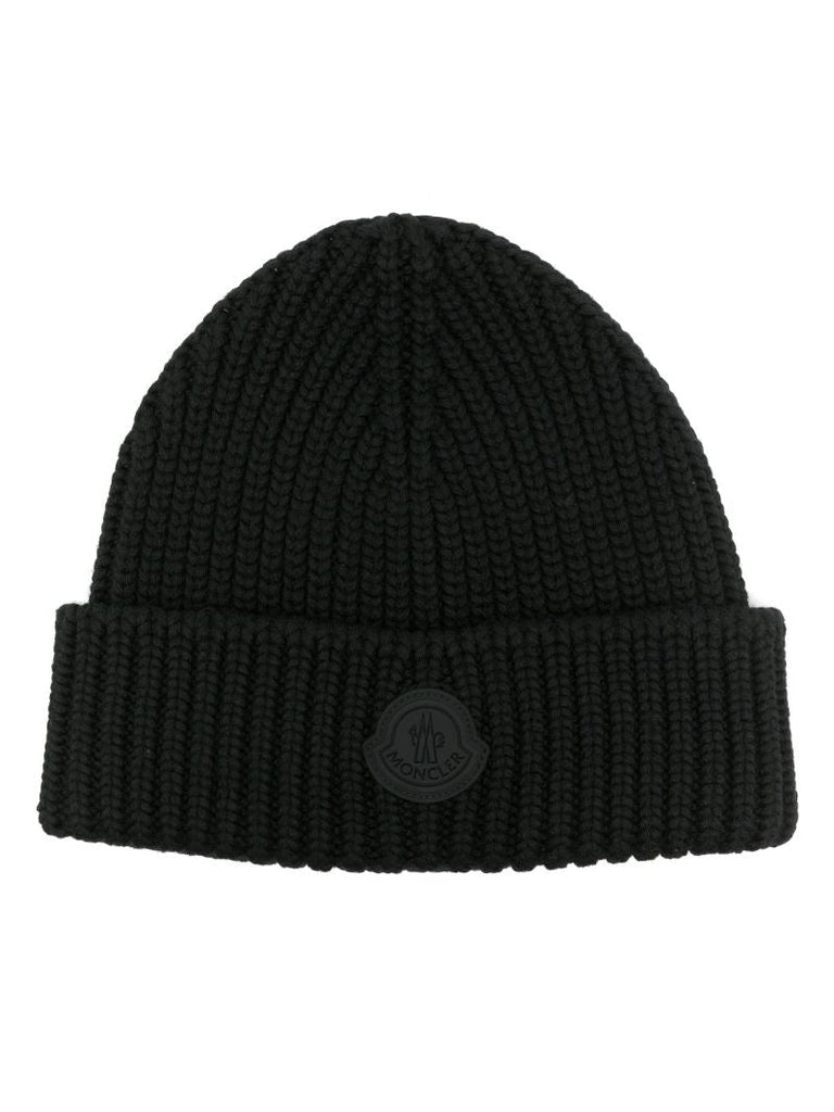Black Logo-patch Wool Beanie