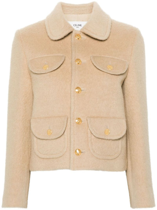 Neutral Wool Shirt Jacket