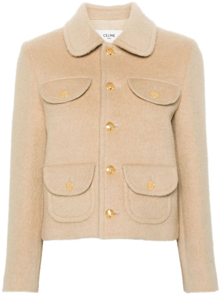 Neutral Wool Shirt Jacket