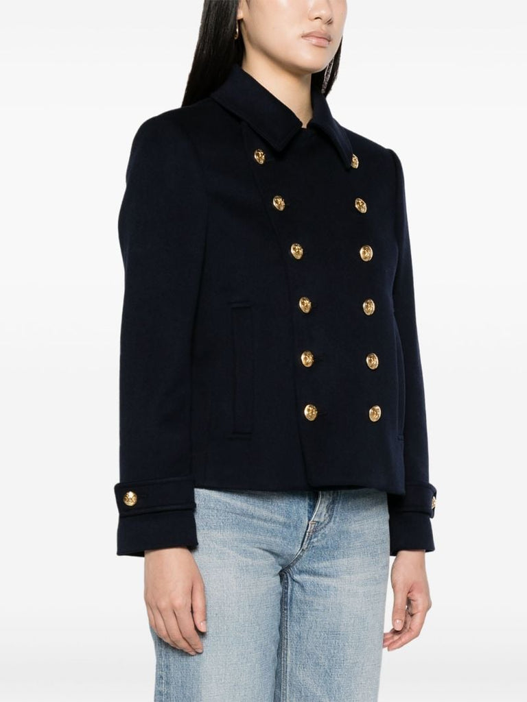 Blue Double-breasted Wool Jacket