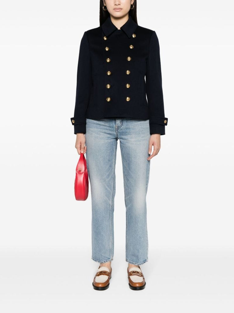 Blue Double-breasted Wool Jacket