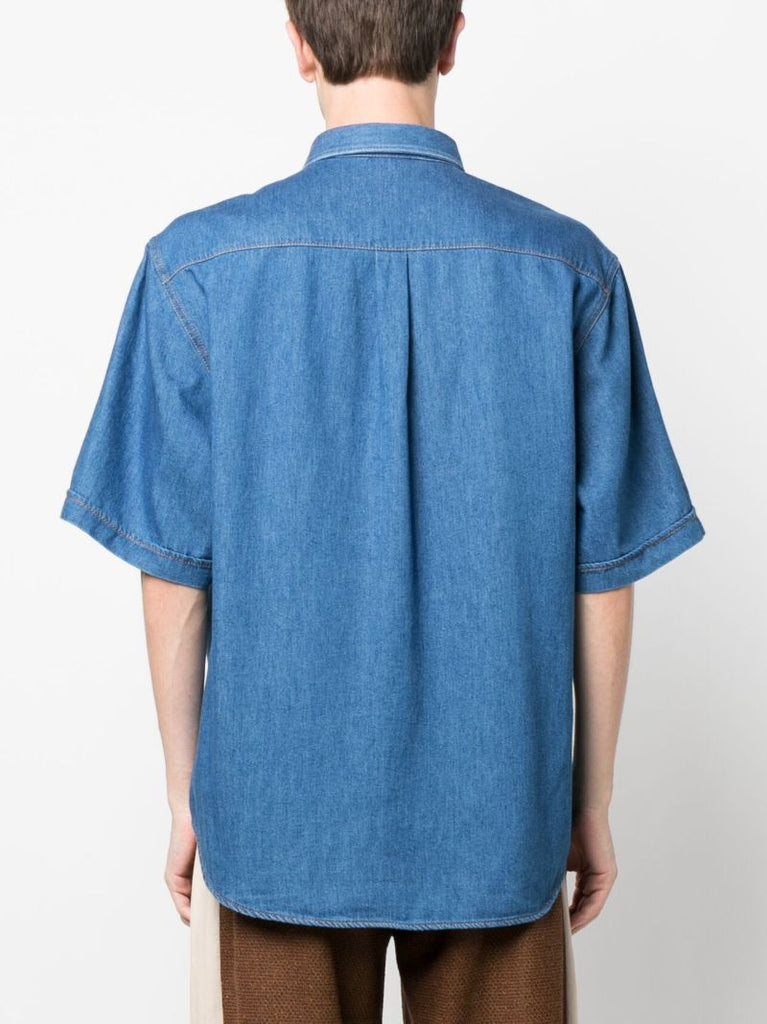 Blue Embroidered Logo Denim Shirt