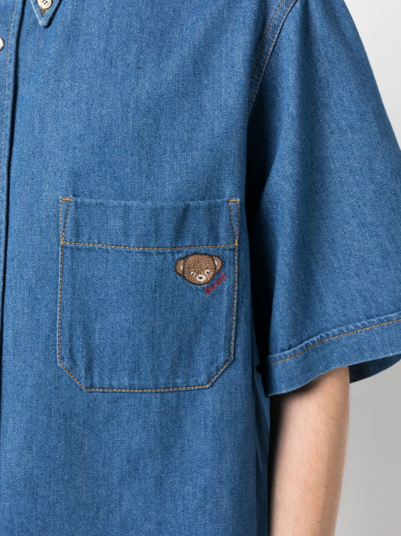 Blue Embroidered Logo Denim Shirt