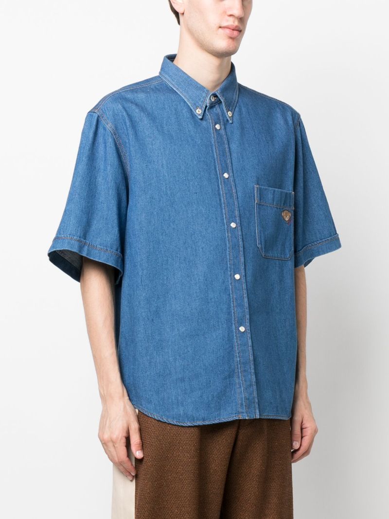 Blue Embroidered Logo Denim Shirt