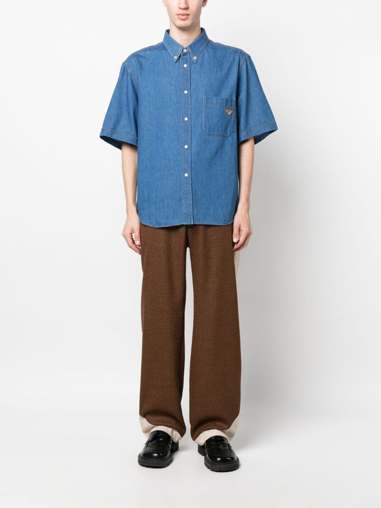 Blue Embroidered Logo Denim Shirt