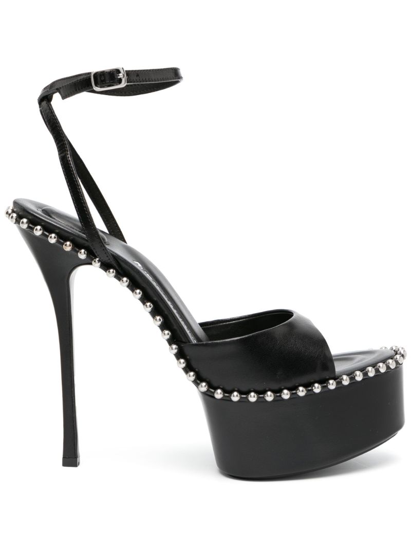 Black Nova 145 Leather Platform Sandals