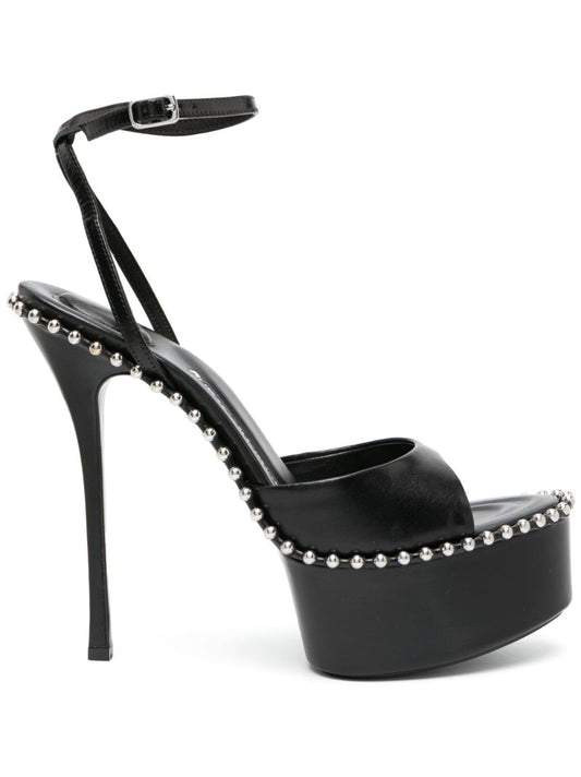 Black Nova 145 Leather Platform Sandals