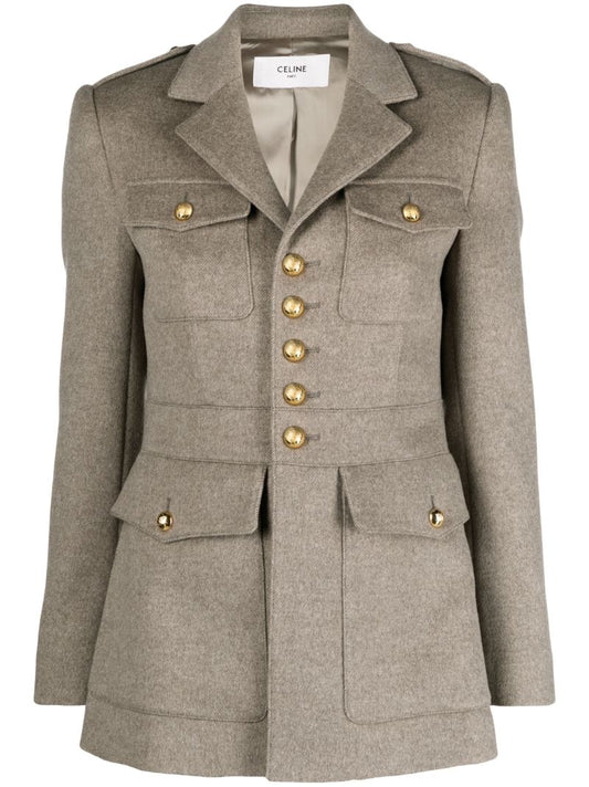 Neutral Single-breasted Cashmere Jacket