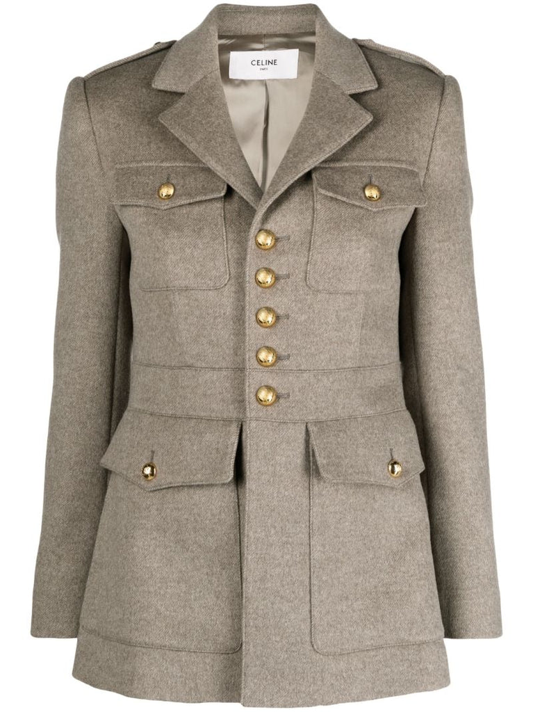 Neutral Single-breasted Cashmere Jacket