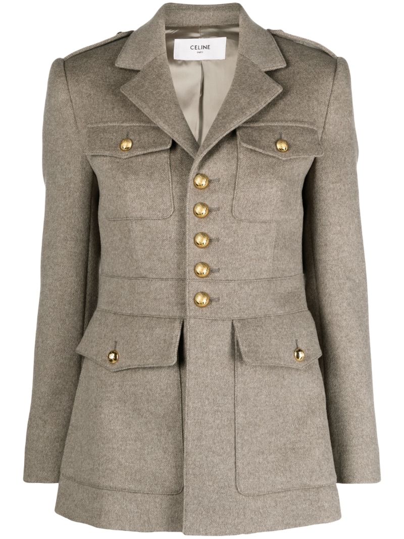 Neutral Single-breasted Cashmere Jacket