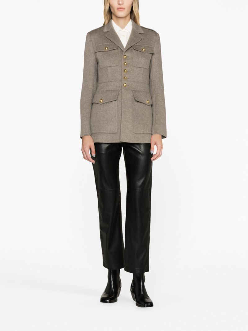 Neutral Single-breasted Cashmere Jacket