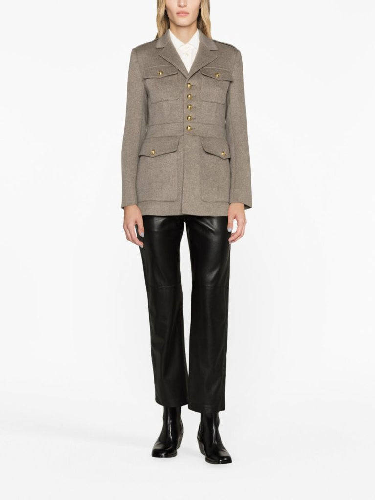 Neutral Single-breasted Cashmere Jacket