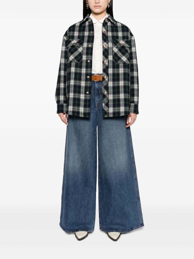 Blue Cashmere Plaid Shirt Jacket
