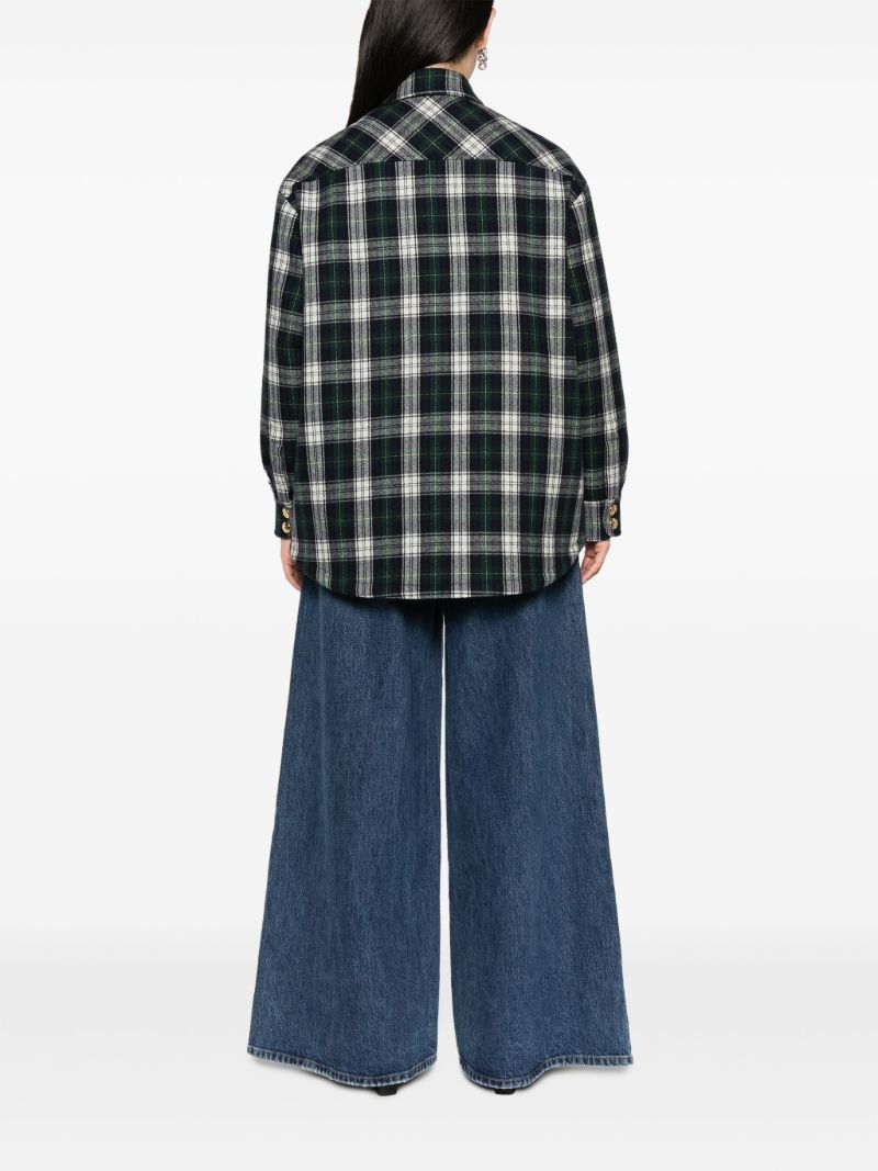 Blue Cashmere Plaid Shirt Jacket