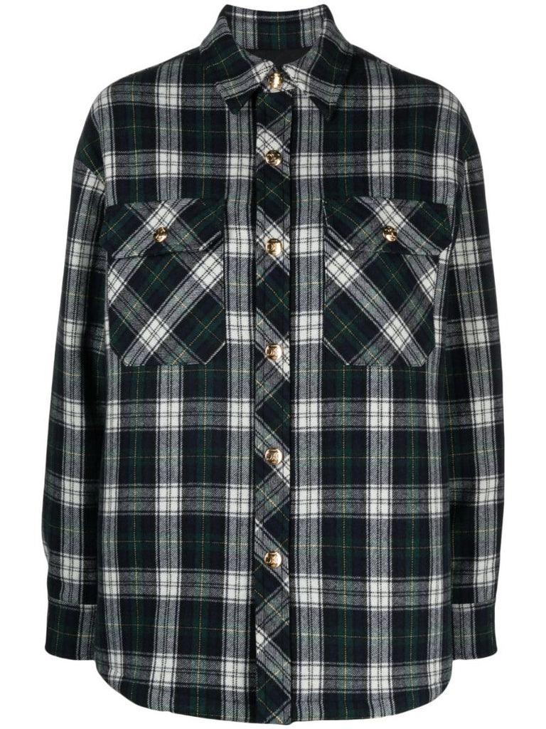 Blue Cashmere Plaid Shirt Jacket