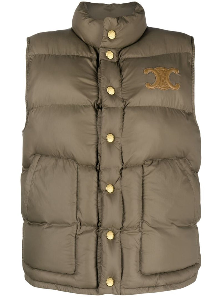 Green Triomphe-patch Quilted Gilet