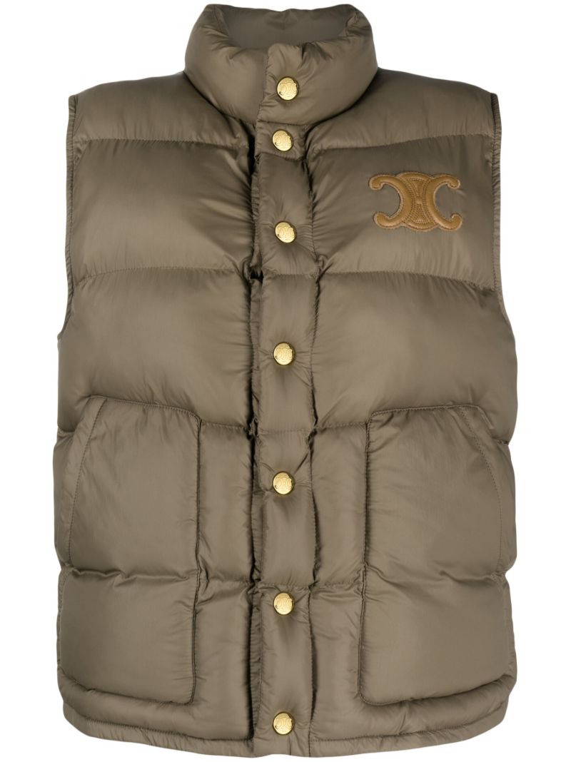 Green Triomphe-patch Quilted Gilet