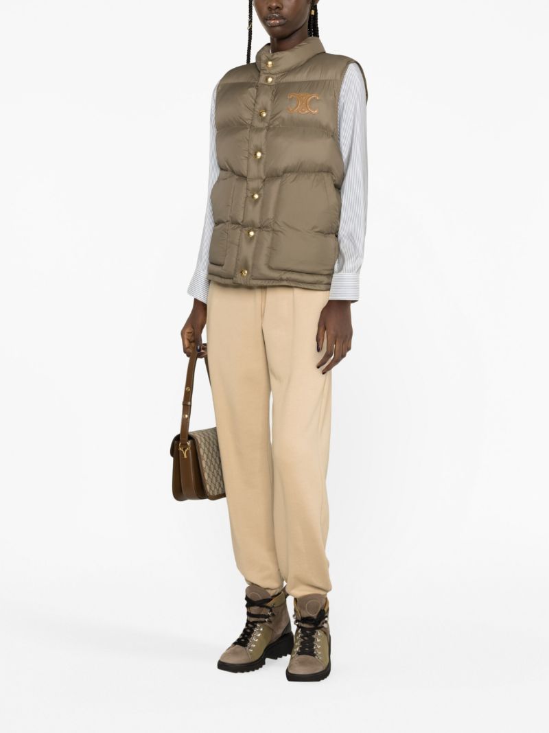 Green Triomphe-patch Quilted Gilet
