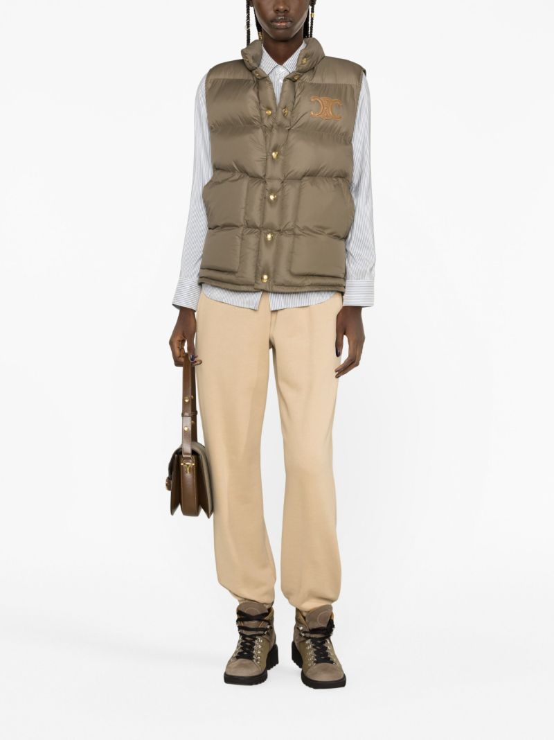 Green Triomphe-patch Quilted Gilet