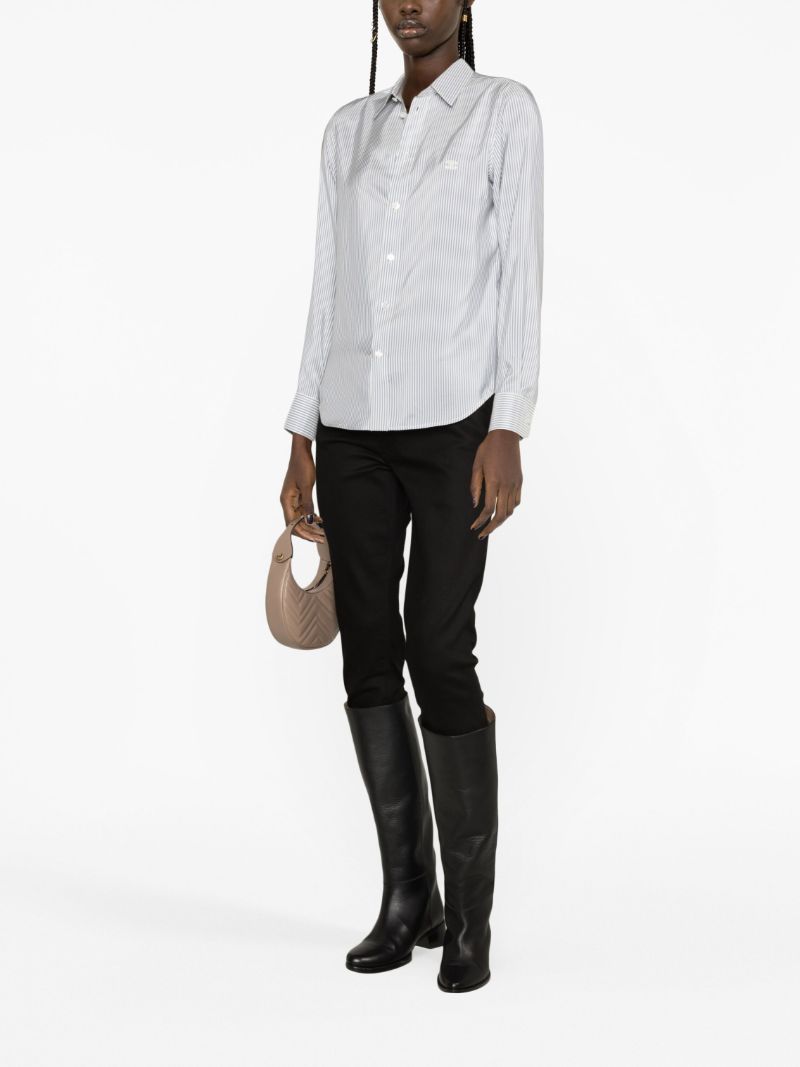 White Romy Striped Silk Shirt