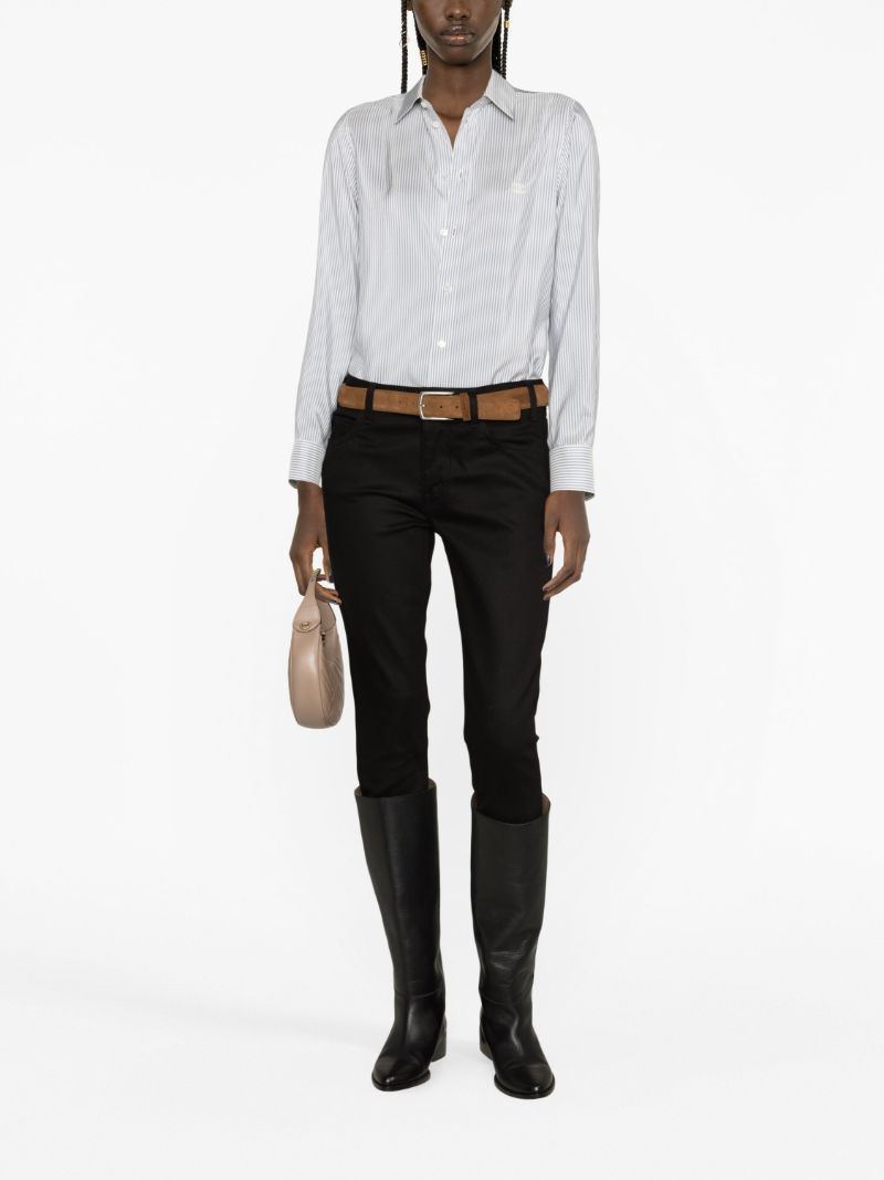 White Romy Striped Silk Shirt