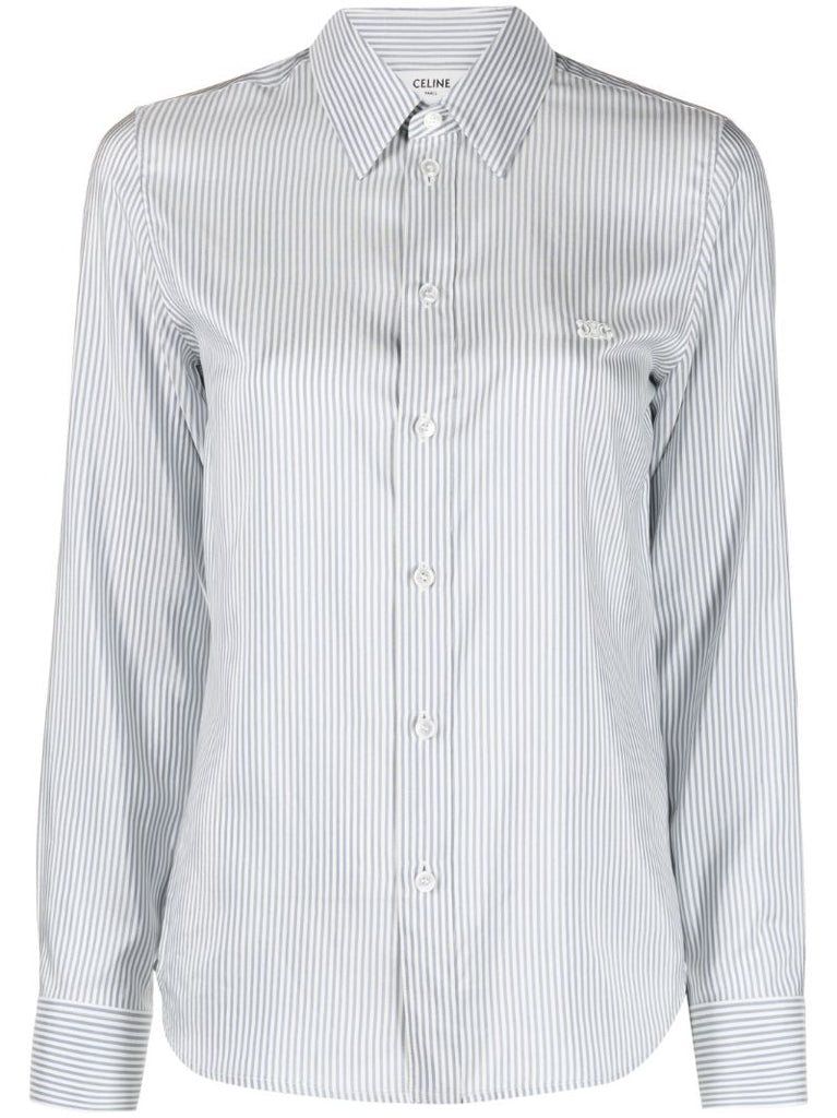 White Romy Striped Silk Shirt