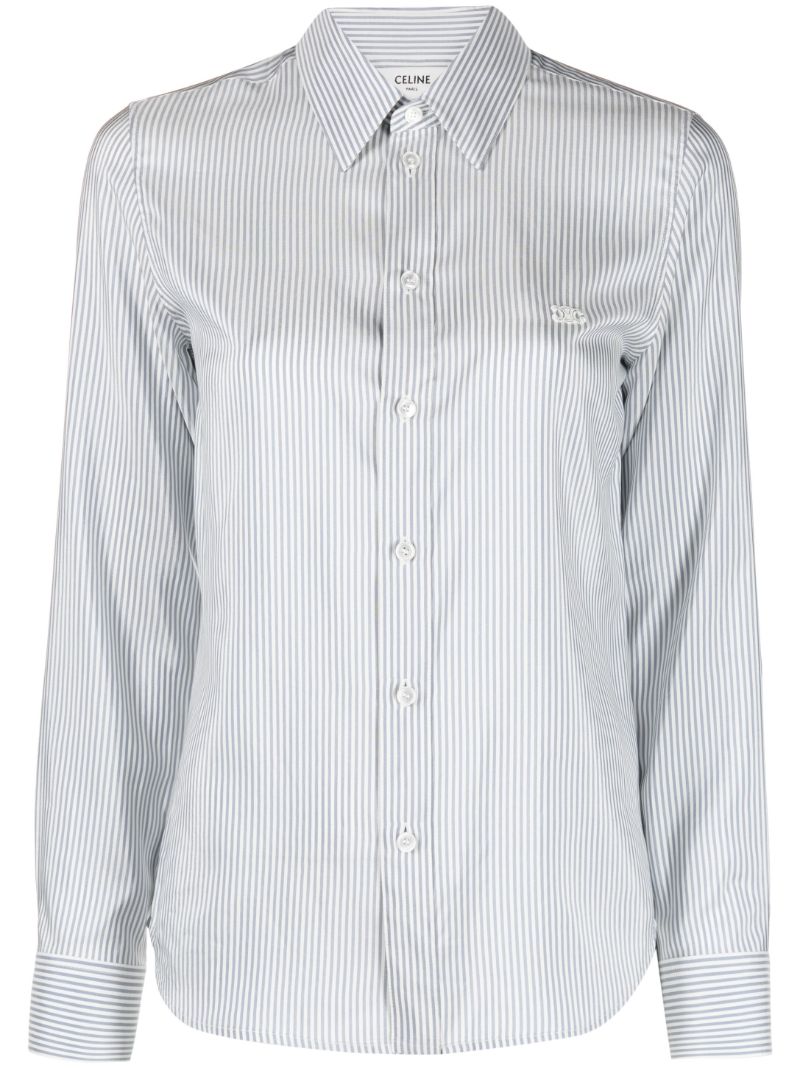 White Romy Striped Silk Shirt