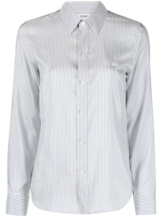 White Romy Striped Silk Shirt
