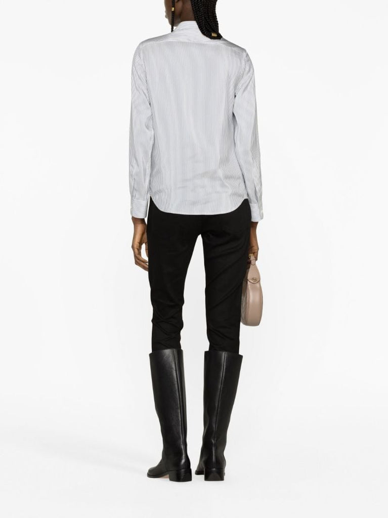 White Romy Striped Silk Shirt