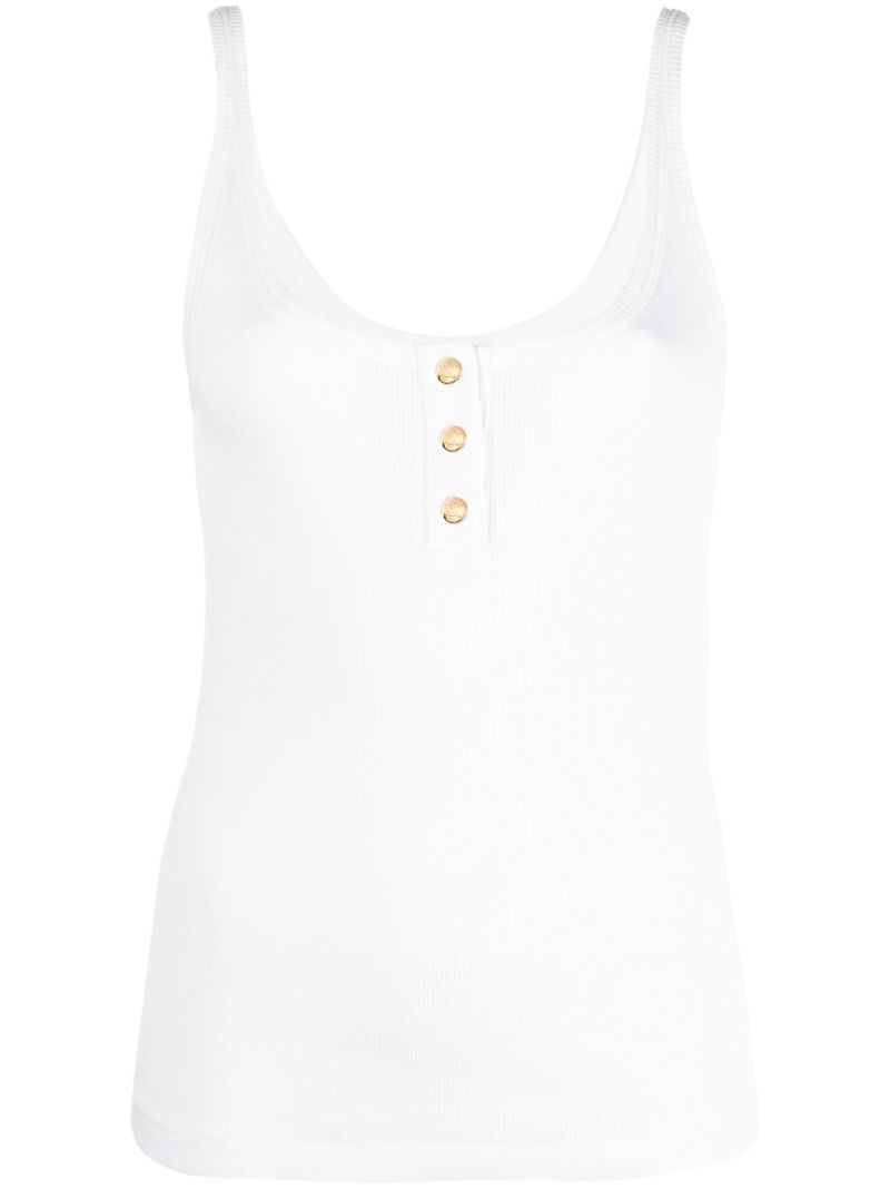 White Ribbed-knit Tank Top