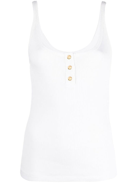 White Ribbed-knit Tank Top