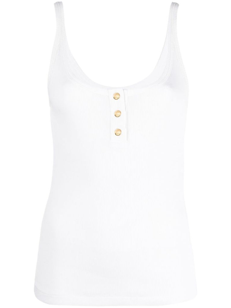 White Ribbed-knit Tank Top